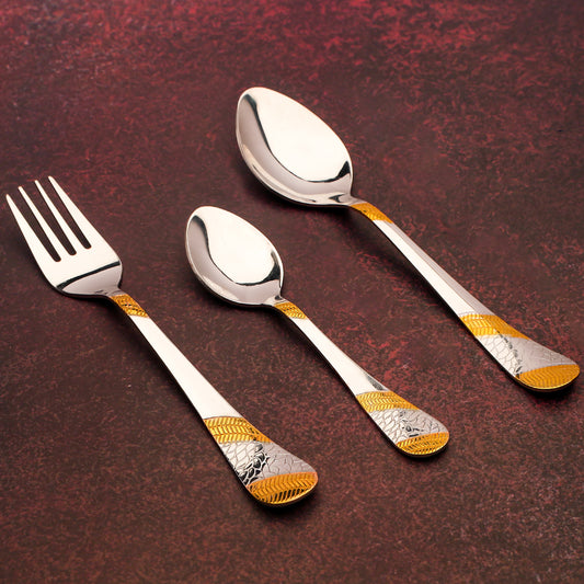 18pc Imperial Stainless Steel 24k Gold Cutlery | Spoons Forks Tea | Dining