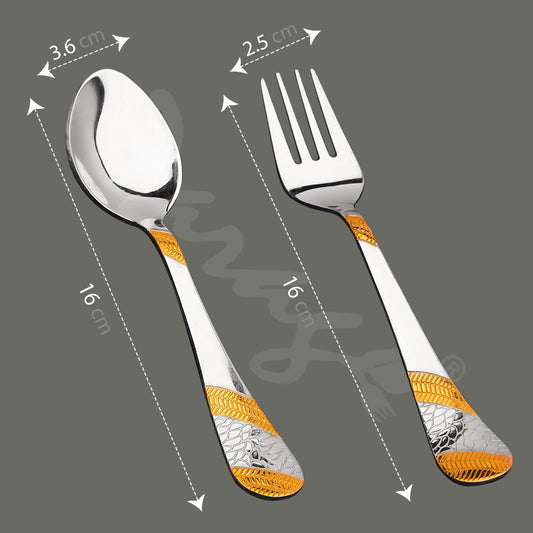 12pc Imperial Stainless Steel 24k Gold Cutlery | 16cm Spoons & Forks | Dining