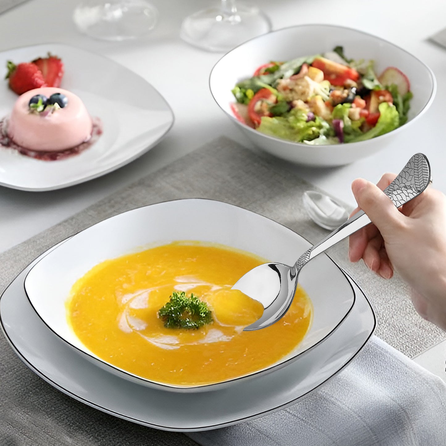 12pc Imperial Stainless Steel Cutlery | 16cm Silver Spoons & Forks | Dining