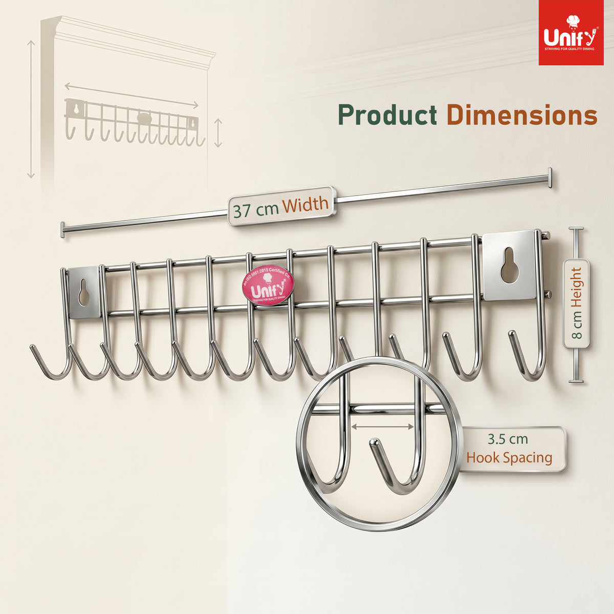 Wall Cloth Hanger 12 Hooks Stainless Steel Silver – Parage
