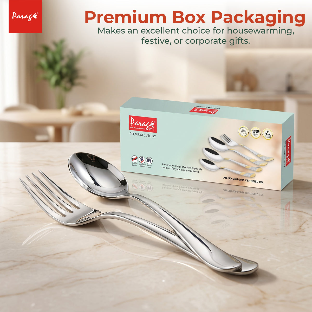 Tiara Stainless Steel Spoon Fork Set of 12, 6 Dinner Spoons 6 Dinner Forks with 2mm Thickness Heavy Gauge Cutlery Se – Parage