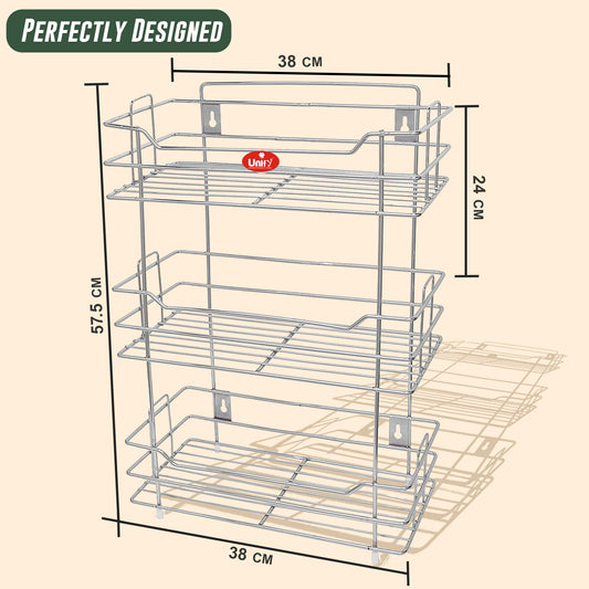 3 Tier Stainless Steel Kitchen Rack | Multipurpose Storage Shelf Silver