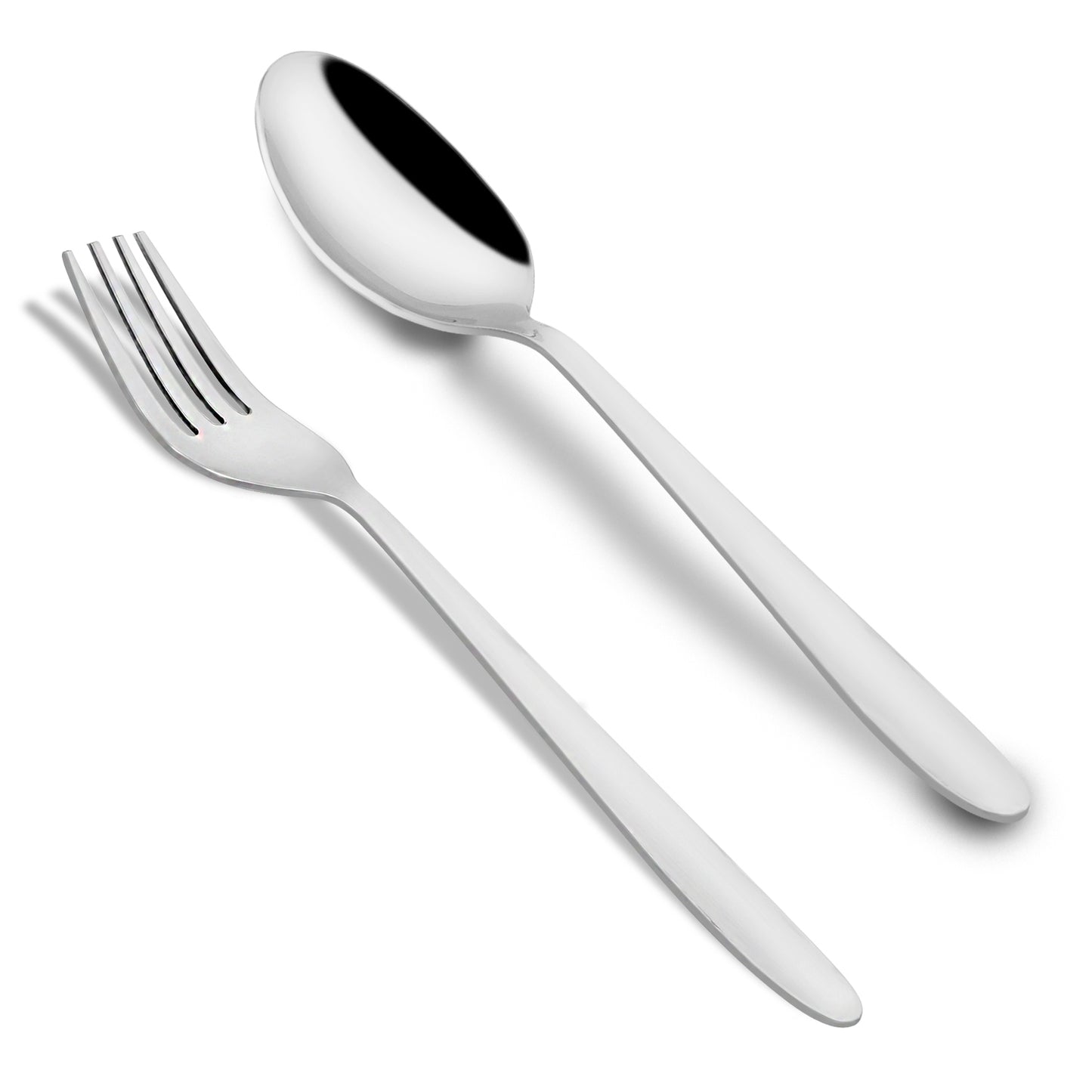12 Pieces Stainless Steel Spoon & Fork Set | 6 Spoons + 6 Forks | Silver Sigma Design Tableware