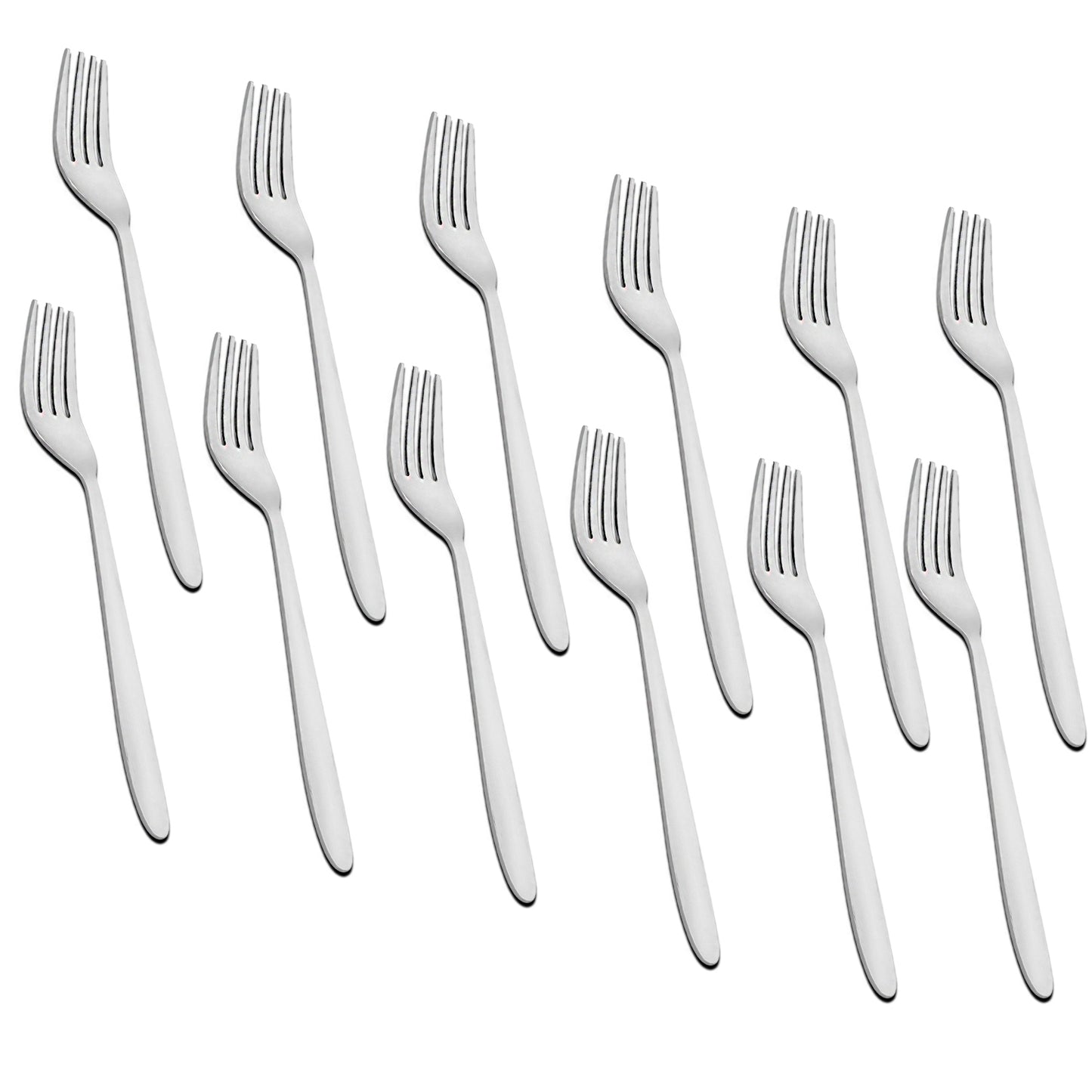 Stainless Steel Dinner Fork Set of 12 | 16 cm Table Forks for Home & Kitchen | Sigma Design, Silver