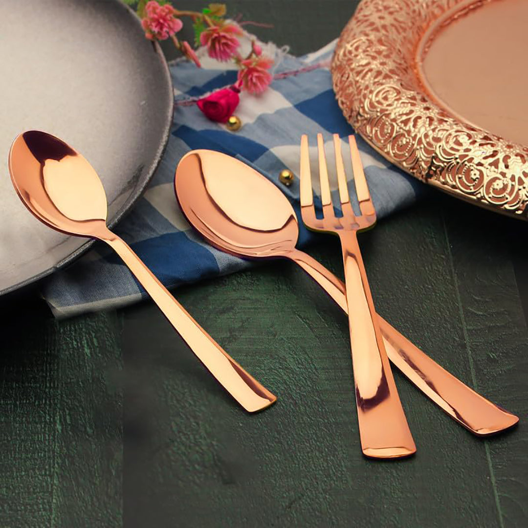 18pc Stainless Steel Rose Gold Cutlery | Gift Box | PVD Rose