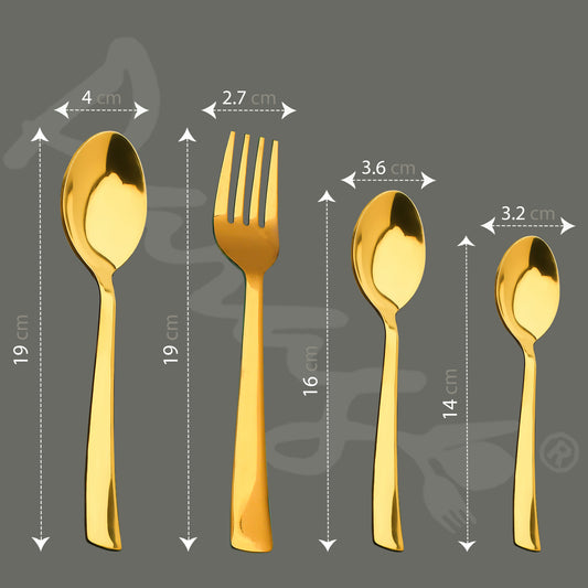 24pc Stainless Steel Golden Cutlery | Spoons Forks | Dining