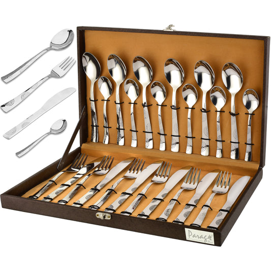 24 Pieces Premium Stainless Steel Cutlery Set - Spoons, Forks & Butter Knives, Gift Box