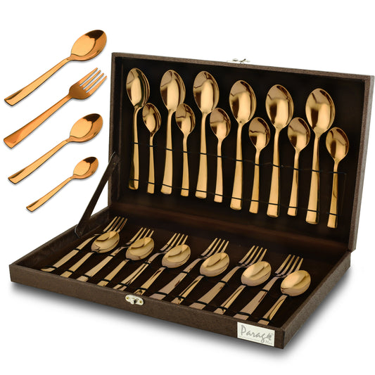 24pc Stainless Steel Rose Gold Cutlery | Gift Box | PVD Rose