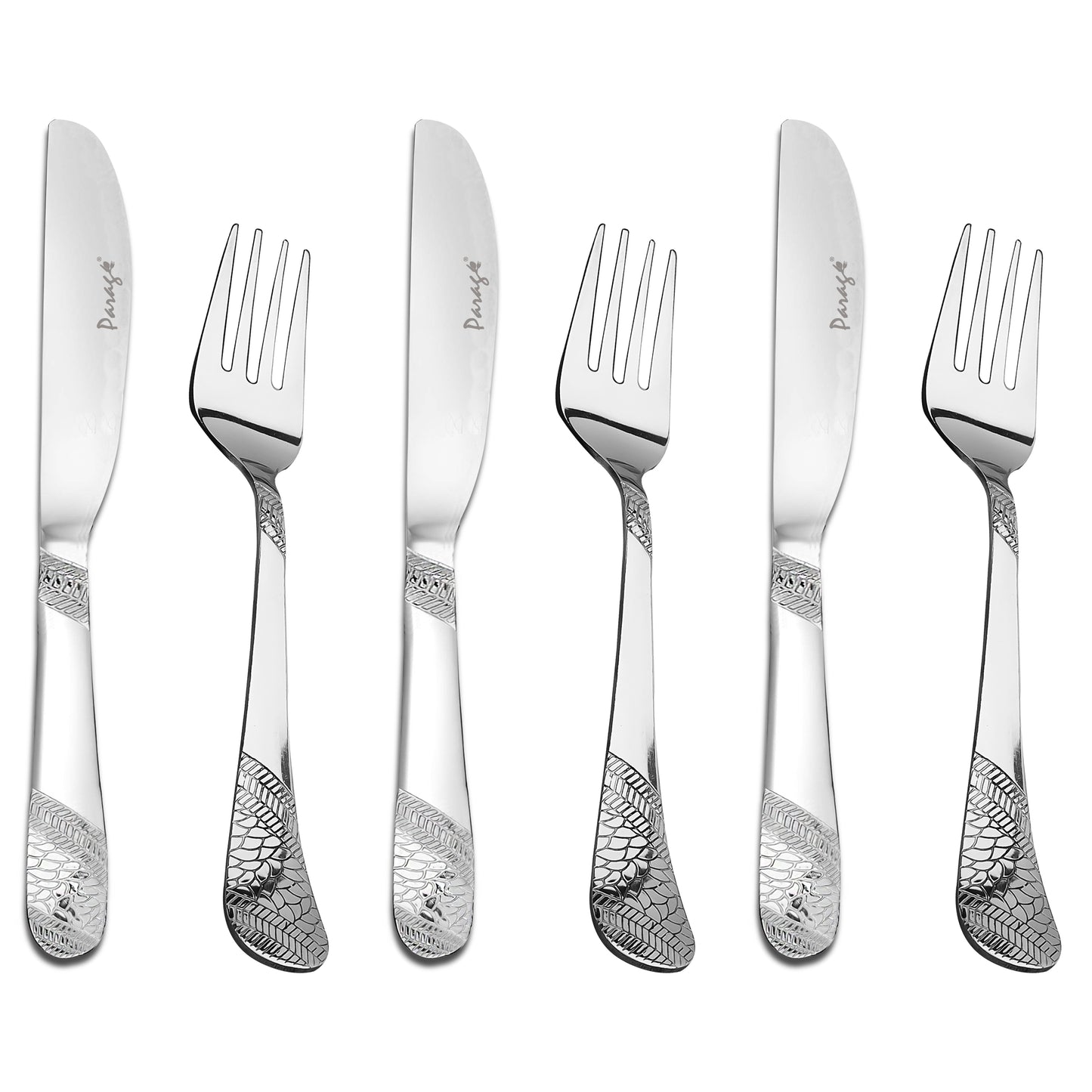 6pc Stainless Steel Knife Fork Set | 3mm Imperial | Silver