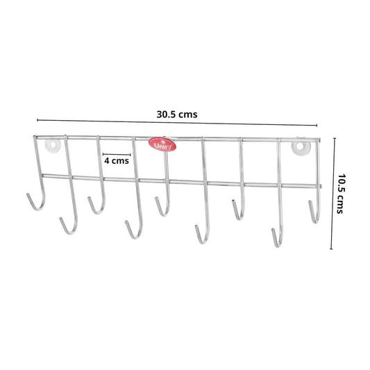 2-Piece Stainless Steel Hook Rail | Wall & Door Hanger for Bathroom & Kitchen (Silver)