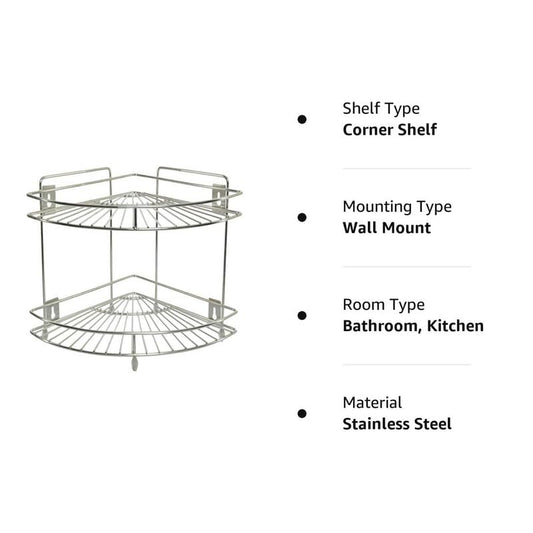 2-Tier Stainless Steel Kitchen Rack – 23×23×31?cm, Multipurpose Corner Shelf