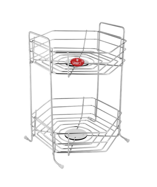 Stainless Steel 2-Tier Fruits & Vegetables Basket | Kitchen Storage Rack Organizer (Chrome)