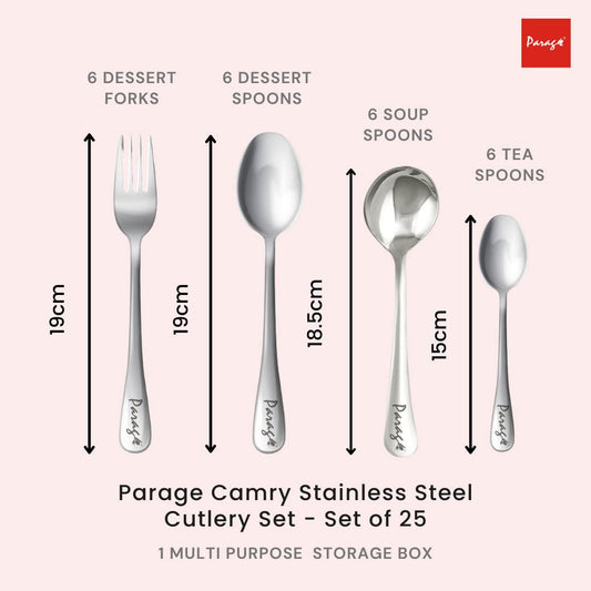 25-Piece Camry Stainless Steel Cutlery Set with Storage Box | Premium Spoons & Forks, Brown