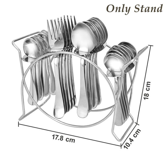 Stainless Steel Cutlery Stand - Heavy Duty Oval Rack for 24 Pieces, Chrome Finish