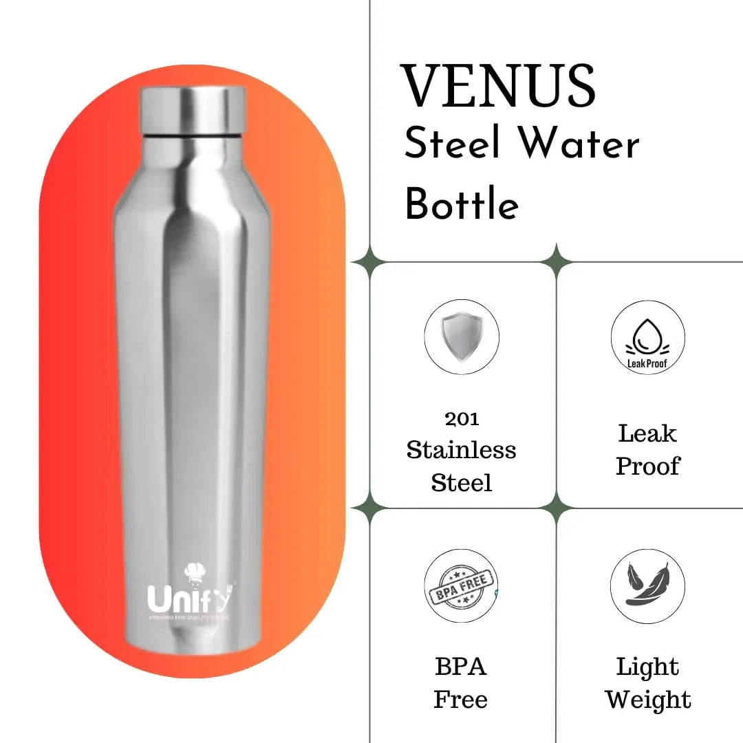 Stainless Steel Water Bottle | 1L Leak-Proof | Venus Silver1VENUS1 4
