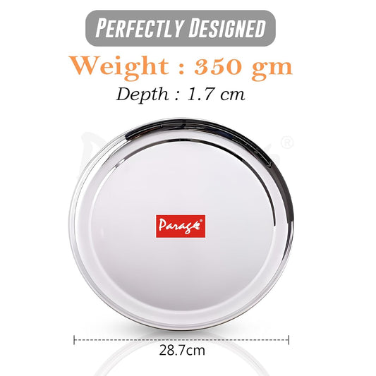 12pc Stainless Steel Raj Bhog Plate | 12in Heavy Gauge | Silver