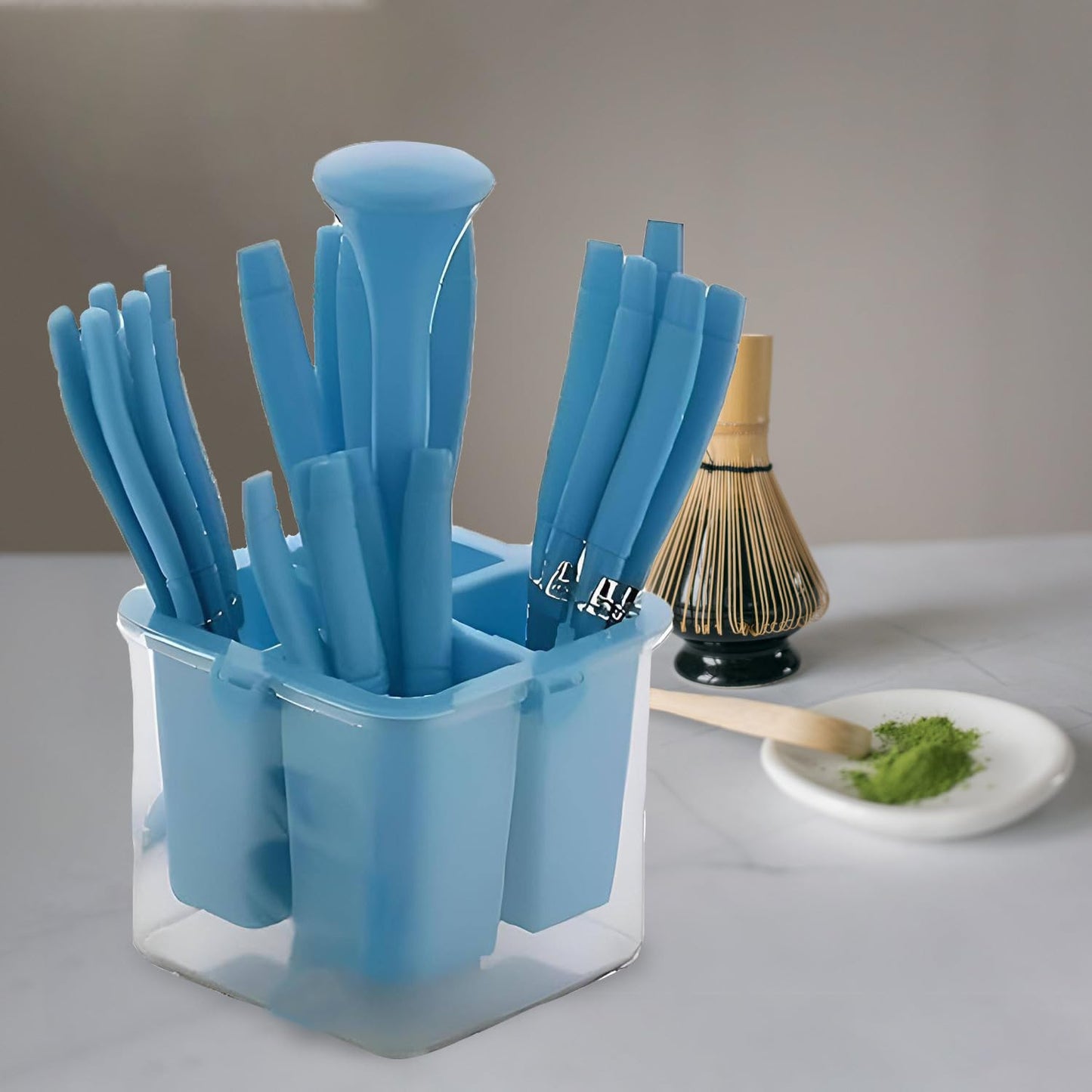 25-Piece Camry Stainless Steel Cutlery Set with Storage Box | Premium Spoons & Forks, BlueCMRY1105PARAGBL1 1
