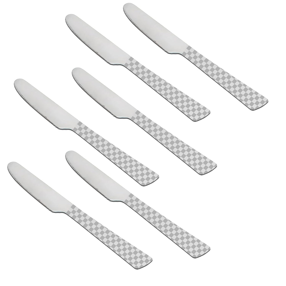 Butter Knife Set 21 cm, 6 pcs Stainless Steel Silver Checks Design – Parage