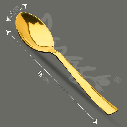 6-Piece Stainless Steel Gold Spoon Set | 18cm Premium Large Spoons, Luxury Tableware & Housewarming Gift