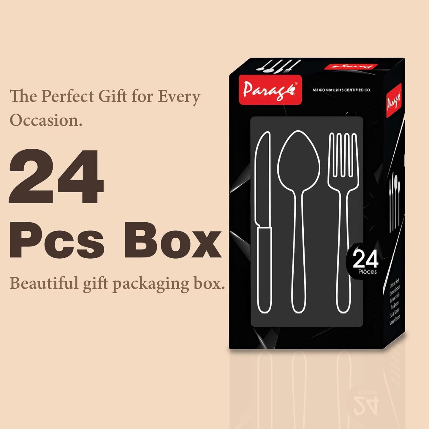 24 Pcs Stainless Steel Cutlery Set for Home & Kitchen | Silver Luxury Tableware PC1205GLORY 4