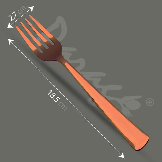 6-Piece Stainless Steel Rose Gold Forks Set | 18.5cm Premium Dining Cutlery - Luxury Table Forks for Home & Kitchen, Gift Set of 6