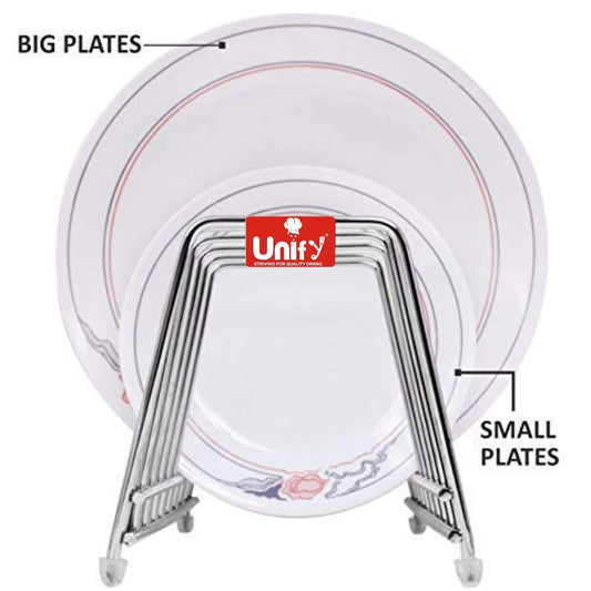 Stainless Steel Countertop Pull-Out Shelf - 6-Section Plate & Lid Holder, Silver