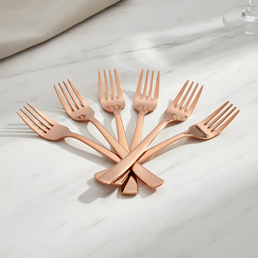 Table Fork Set | 16cm, 6 piece | Stainless Steel | Rose Gold