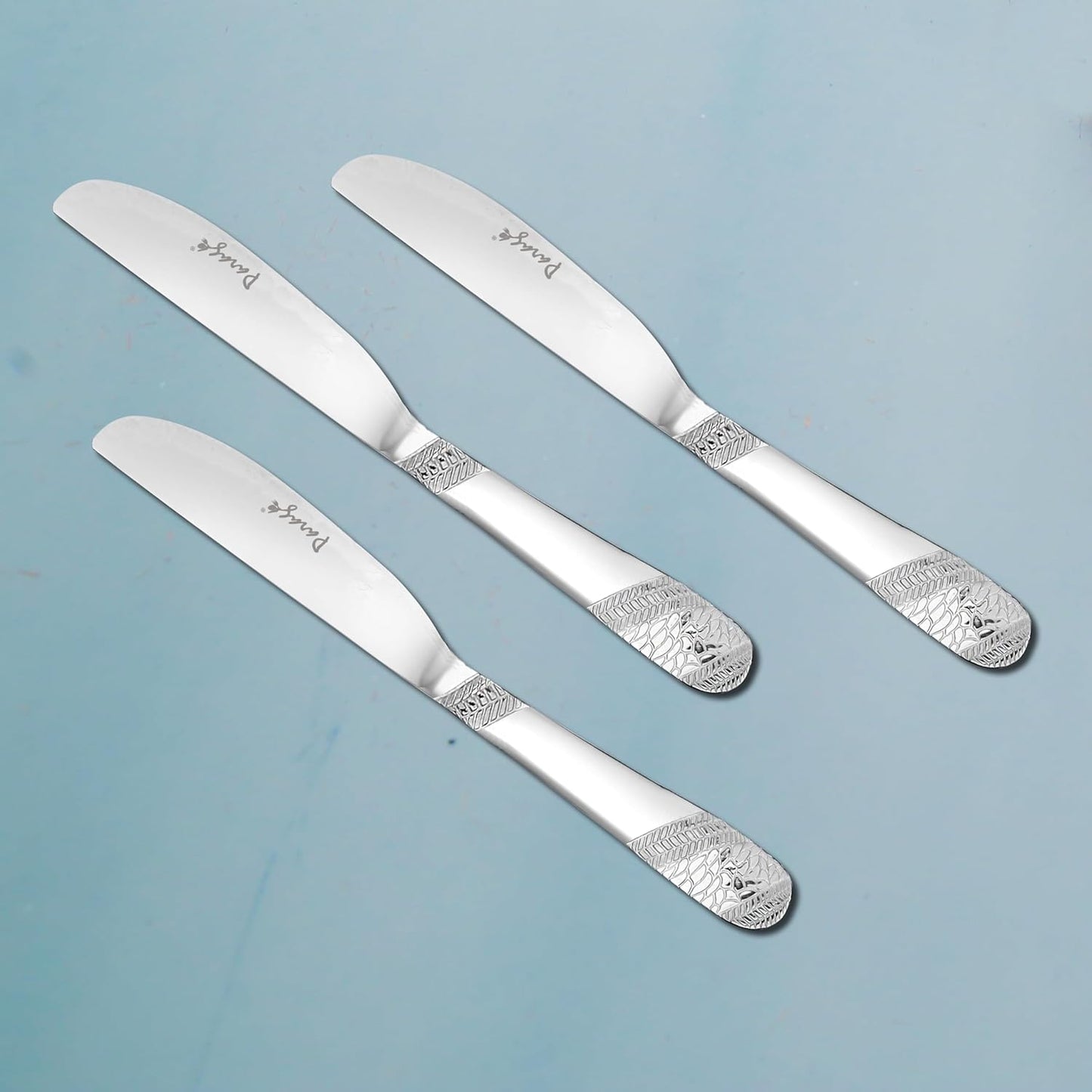 3 Pcs Stainless Steel Butter Knives - 4 mm Thick, Imperial Design, Premium Set