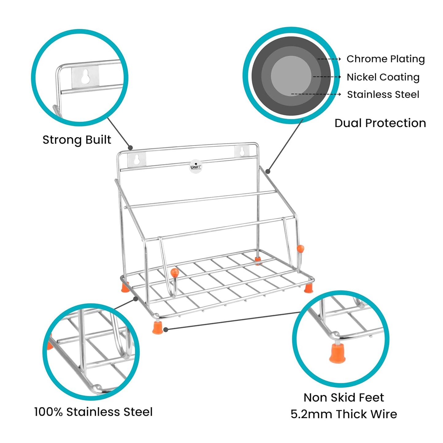 Stainless Steel Chakla Belan Tawa Stand | 4-in-1 Kitchen Organizer Rack Silver CBTSPARAG 4