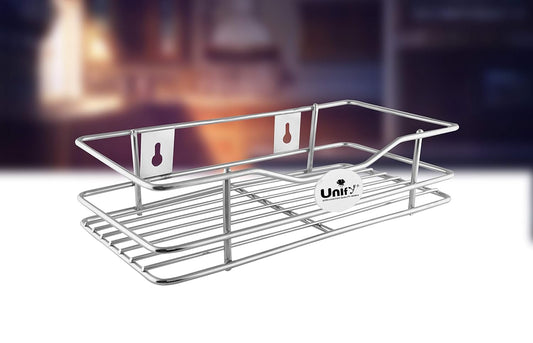 Stainless Steel Multipurpose Storage Rack | Bathroom & Kitchen Organizer, 31×15×7 cm, Chrome Finish