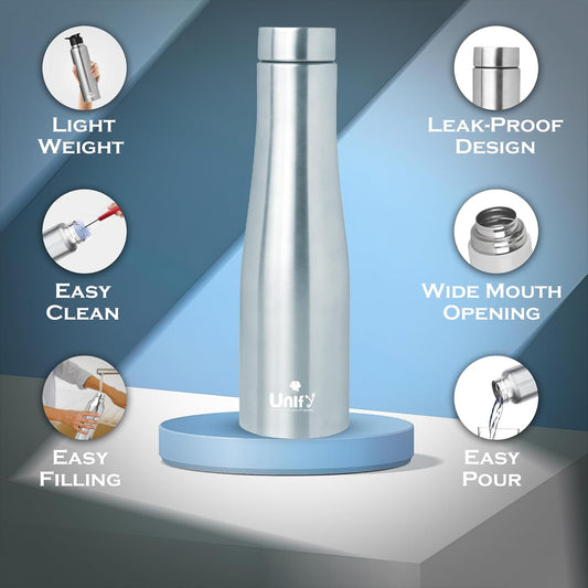 3 Pcs Jupiter Silver Stainless Steel Water Bottle 950 ml | Leak-Proof for Home, Gym & Travel