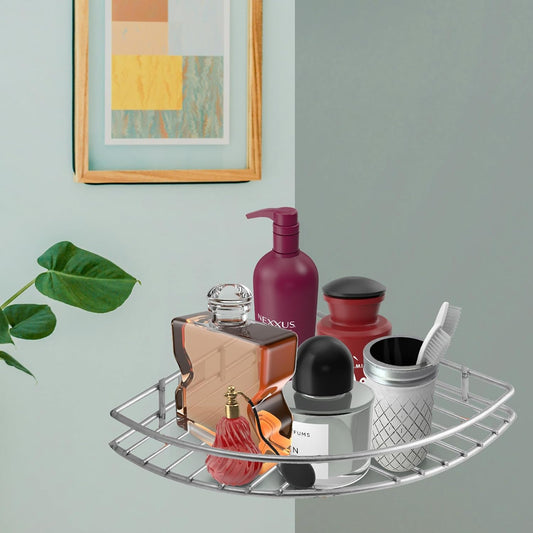 2-Piece Stainless Steel Multipurpose Corner Shelf Rack | Organizer for Kitchen & Bathroom, 23×23×5 cm, Chrome