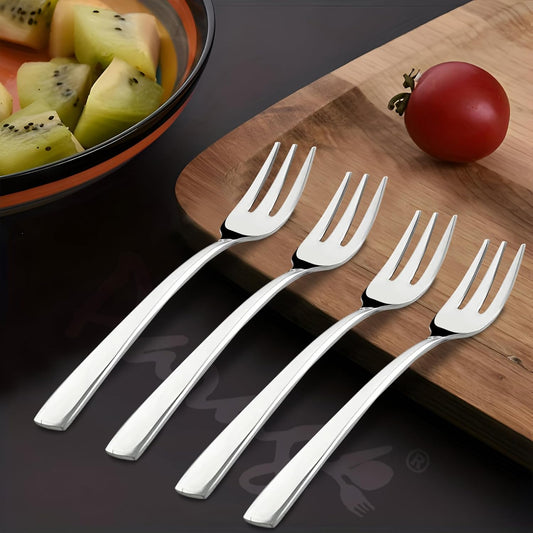 6 Pcs Stainless Steel Fruit Forks Set for Home & Kitchen - Kids Fruit Picks, 11.5 cm, Silver