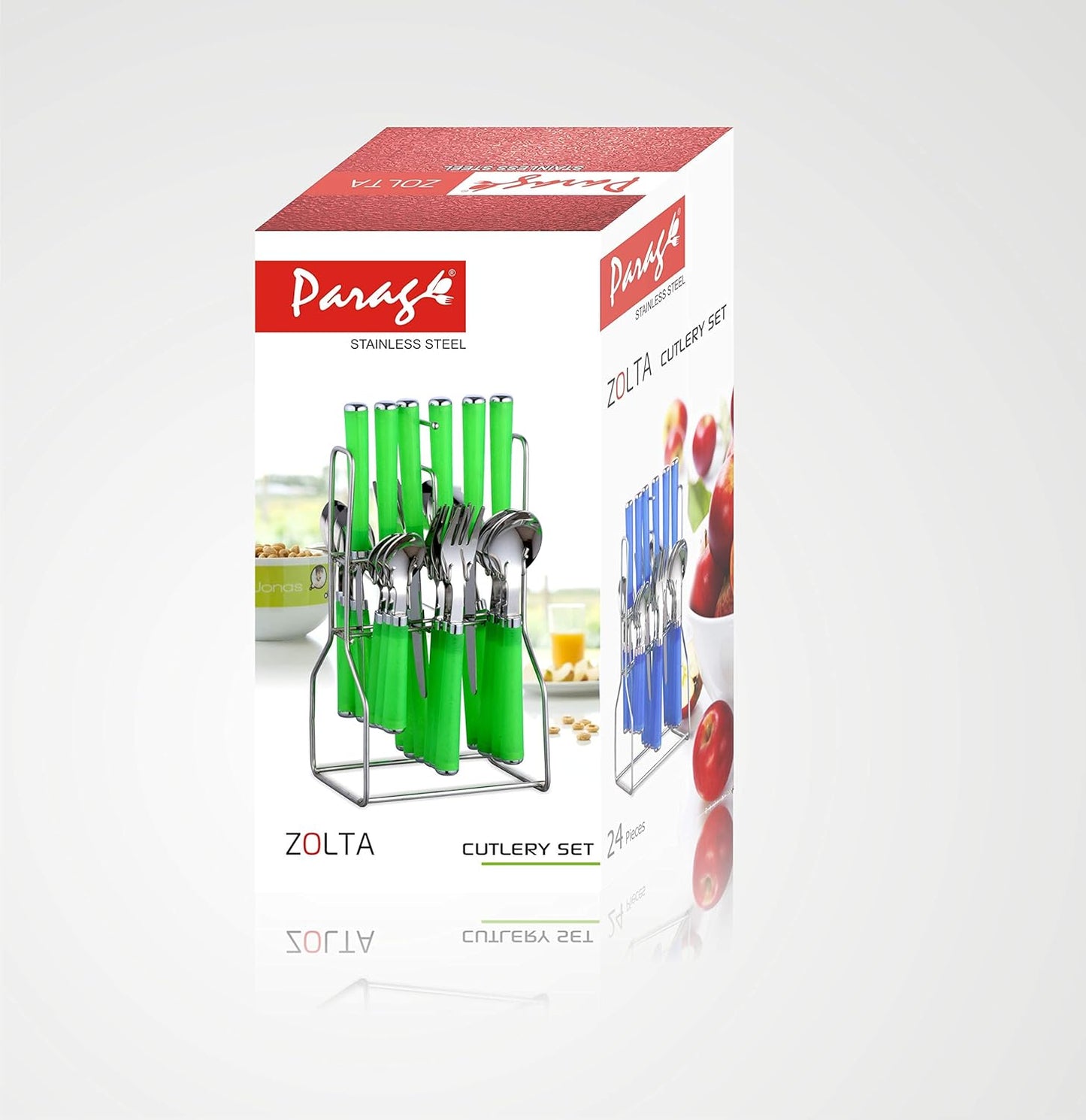 25 Pcs Stainless Steel Cutlery Set with Stand for Kitchen & Dining | Blue ZOLTAPARAGB 5