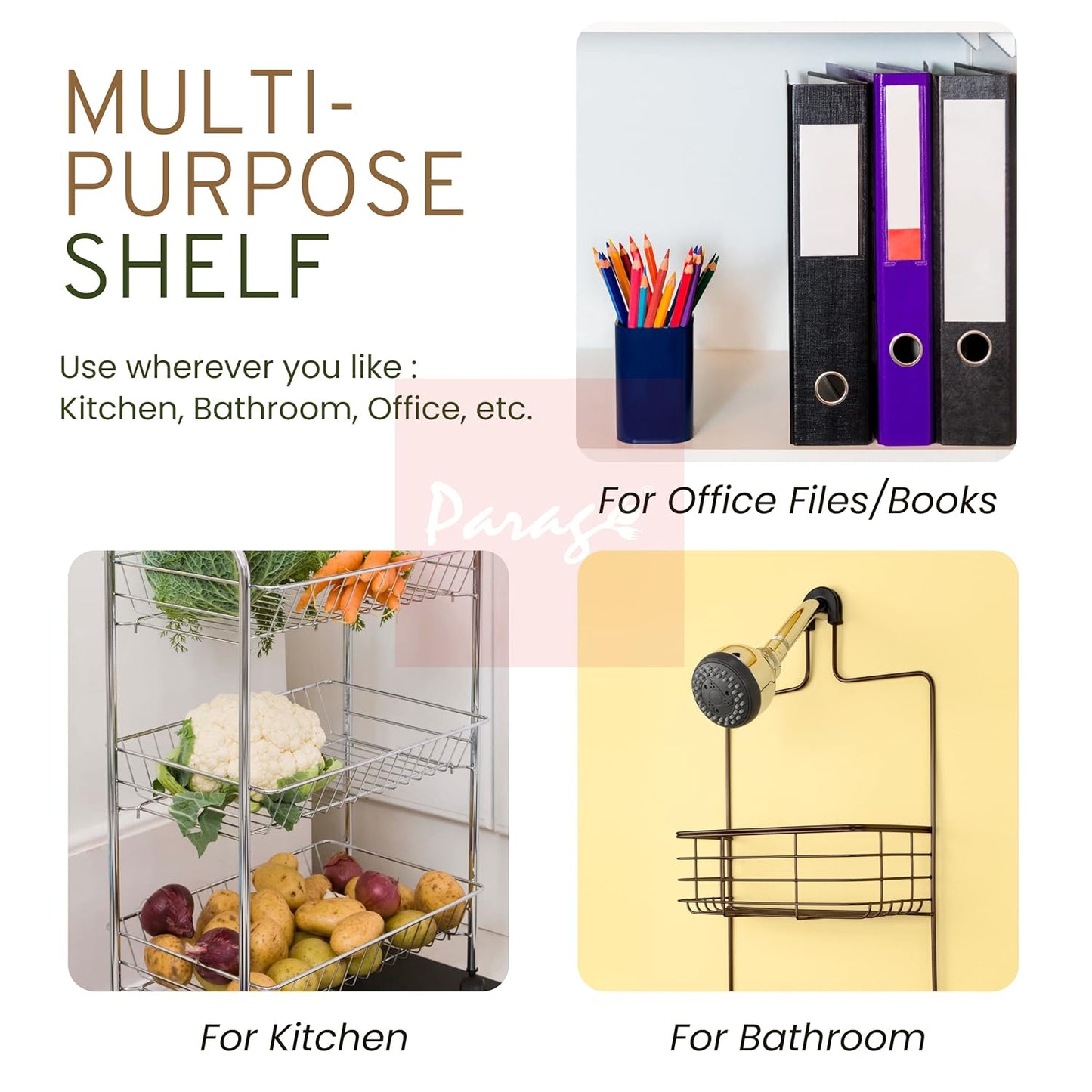3 Tier Stainless Steel Corner Kitchen Rack | L Shape Storage Shelf Organizer CORNERL3 5