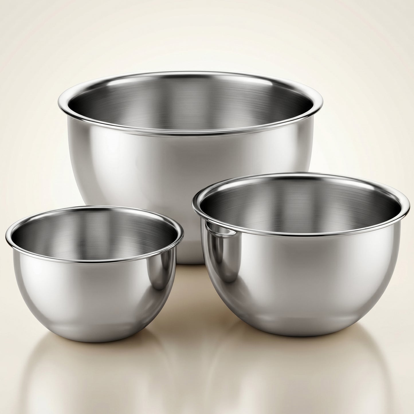 3 Pieces Stainless Steel Mixing Bowls Set (1100ml, 2000ml, 3400ml) | Katori/Katora Set | Large Kitchen Bowls for Mixing Dough, Salad, Serving | Heavy Duty & Rust Free 2 Years Warranty