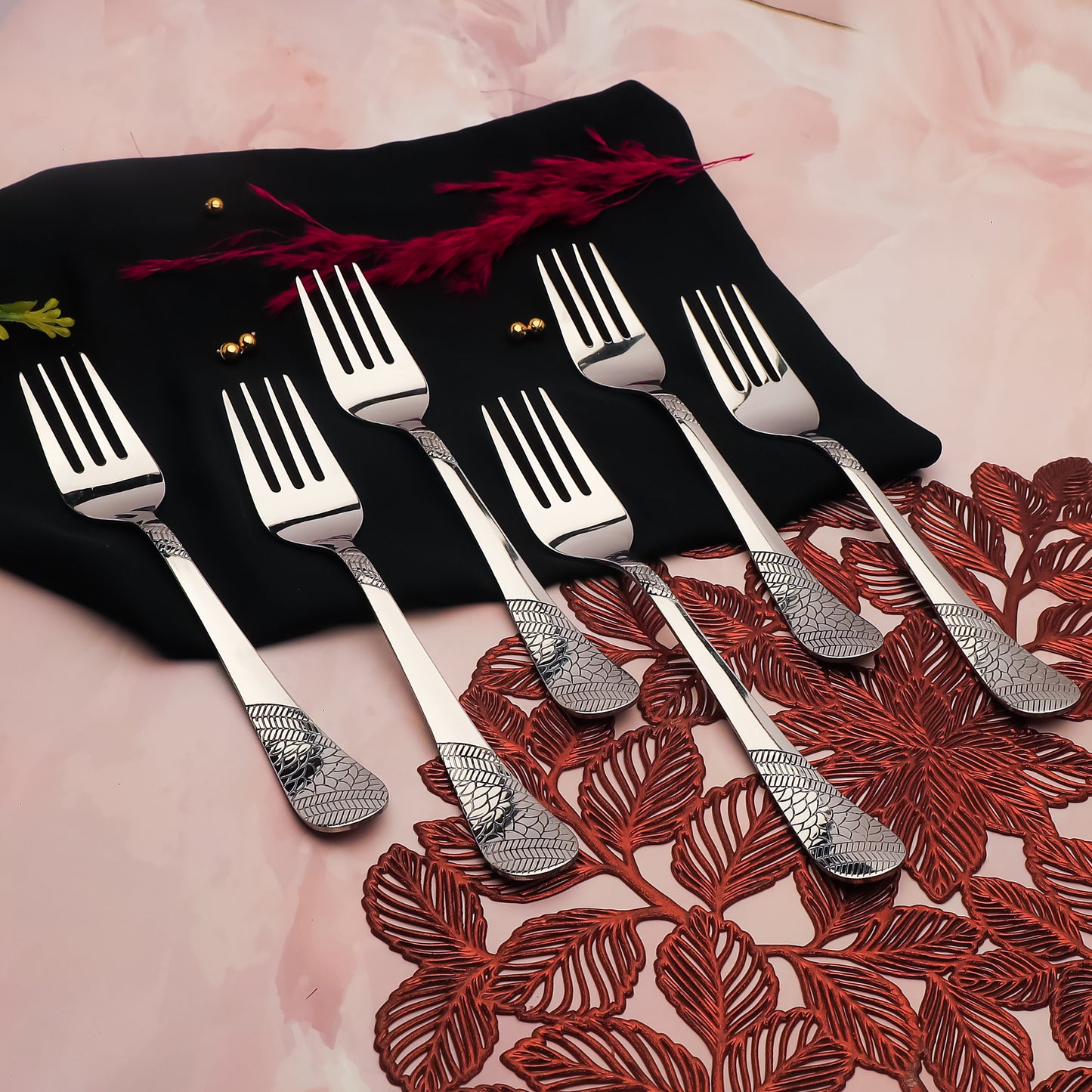 6-Piece Stainless Steel Forks Set | 16cm Premium Silver Dining Cutlery, Imperial Design, Luxury Tableware for Home & Kitchen