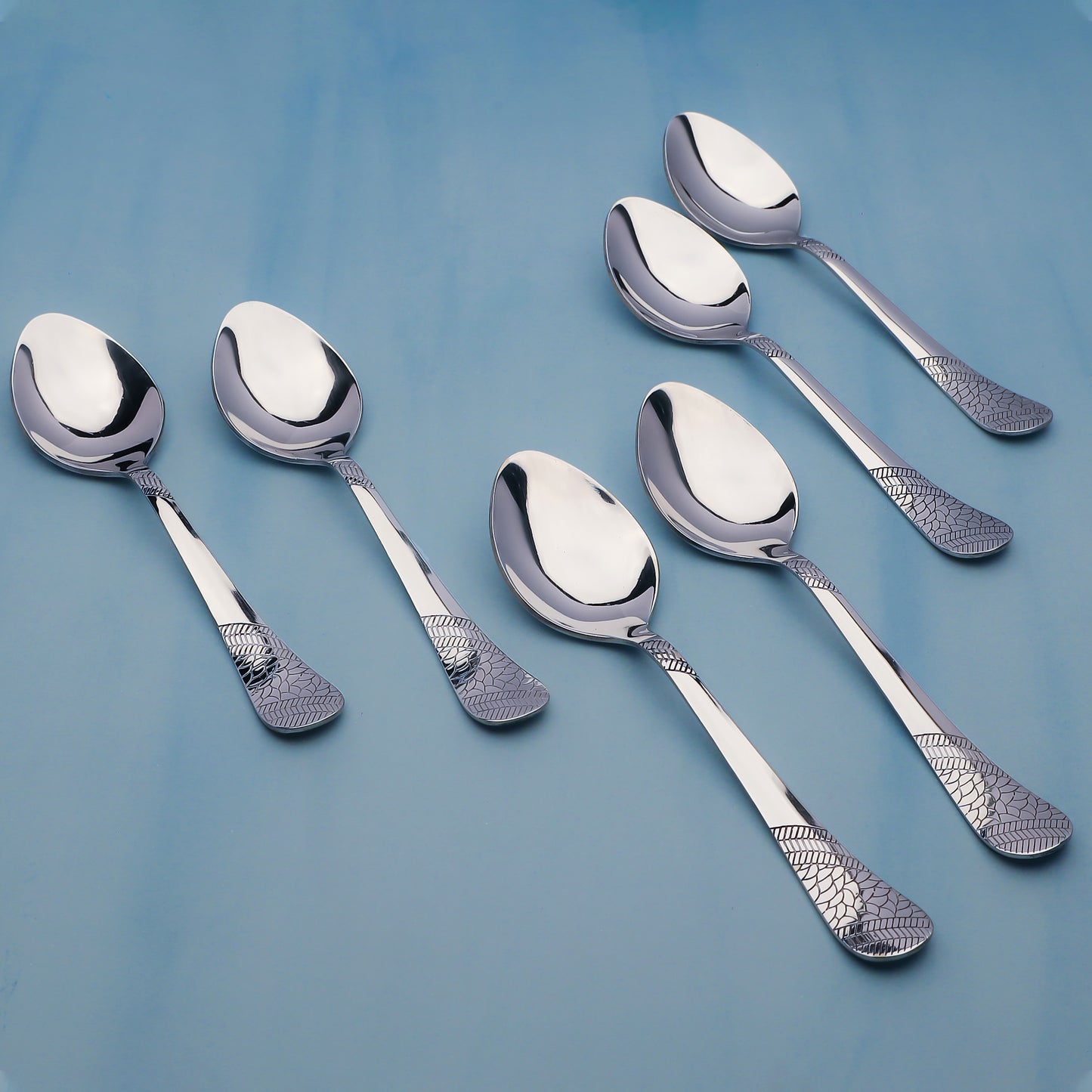 6-Piece Stainless Steel Dinner Spoon Set | 16cm Premium Spoons, Luxury Tableware & Housewarming Gift (Silver, Imperial Design)