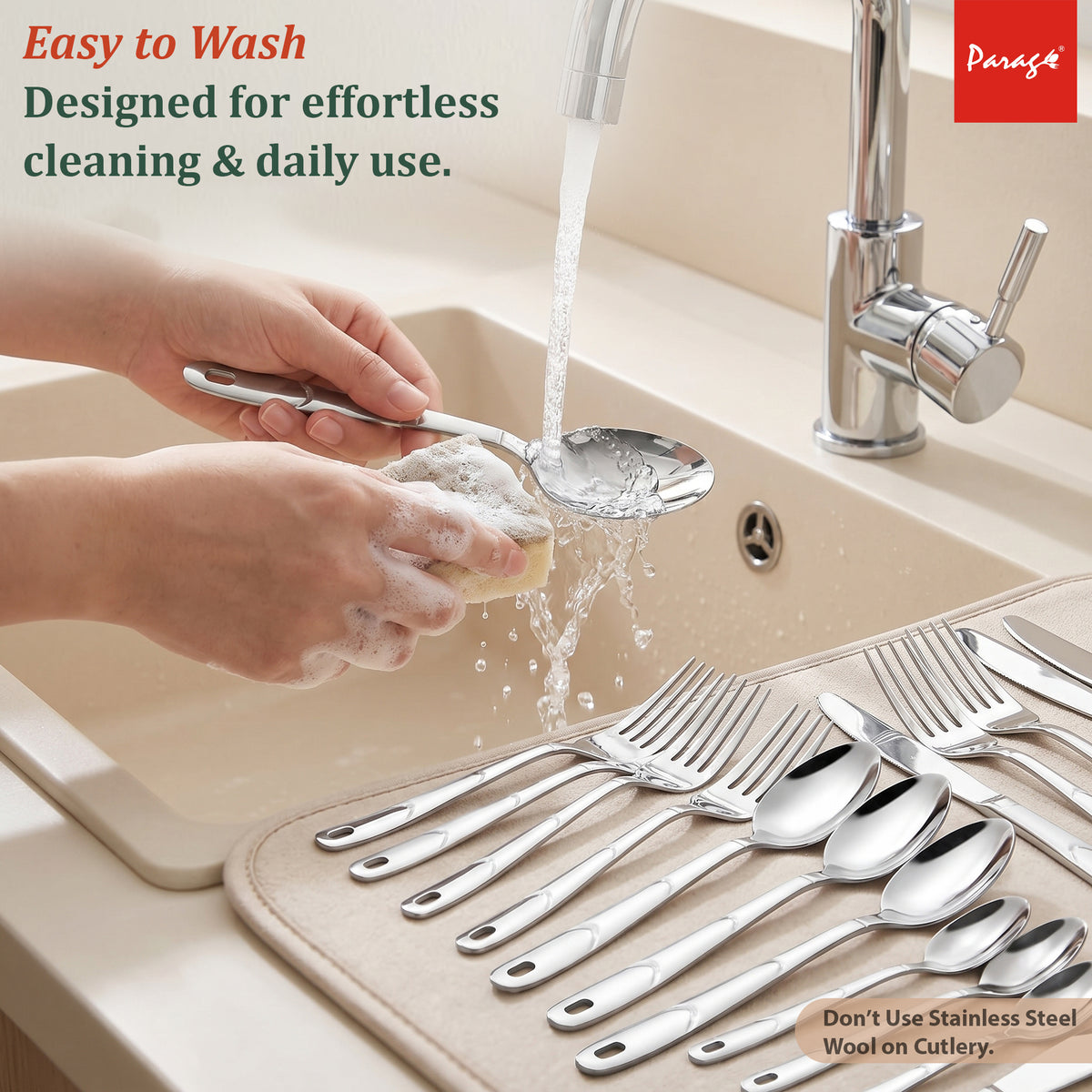 Cutlery Set 25 pcs Stainless Steel Silver Creta – Parage