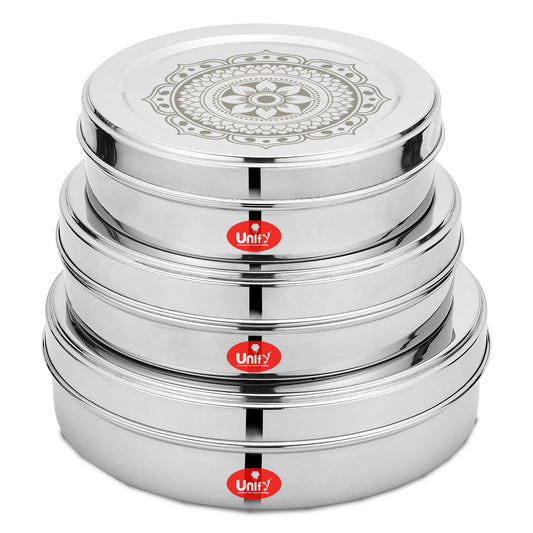 3-Piece Stainless Steel Chocolate & Storage Box | 700ML, 900ML & 1200ML Airtight Canisters - Ideal for Dry Fruits, Snacks, Masala, Sweets, Gift Box
