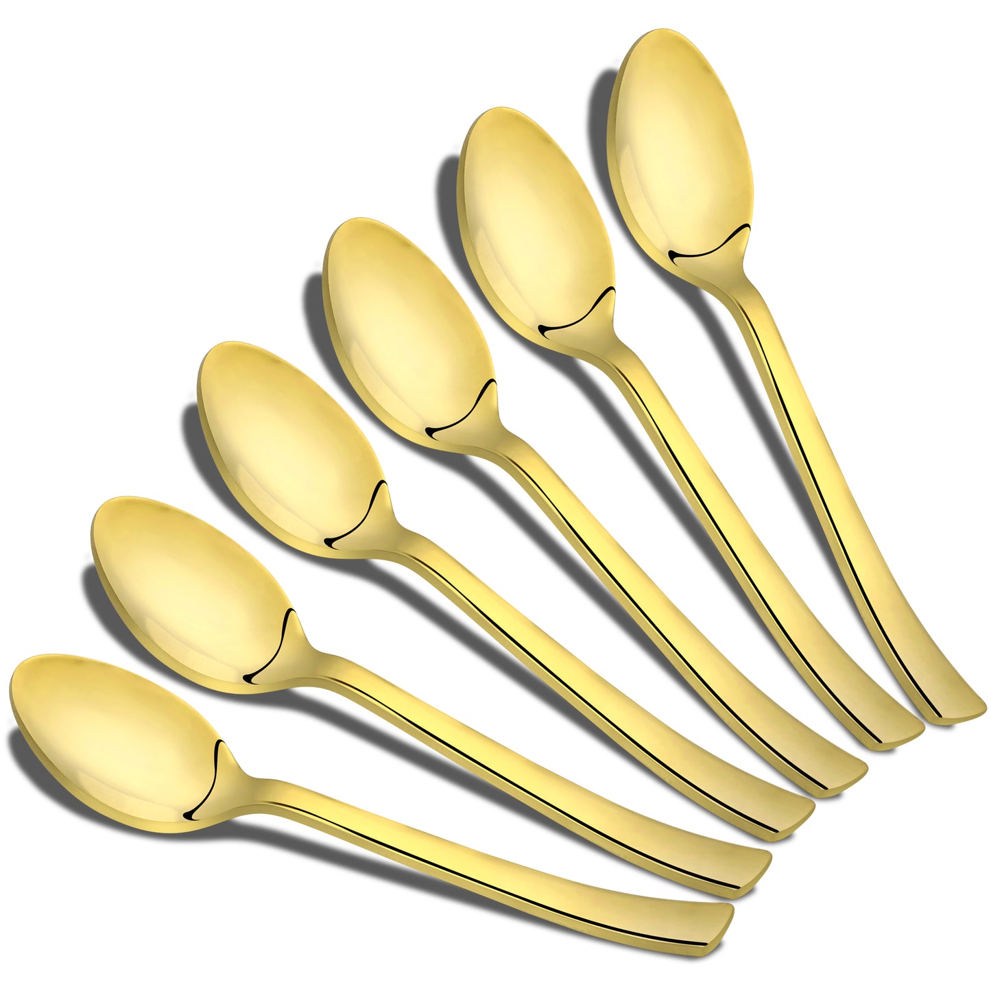 6-Piece Stainless Steel Small Coffee Spoon Set | 12cm Premium PVD Gold Spoons, Luxury Tableware & Gift
