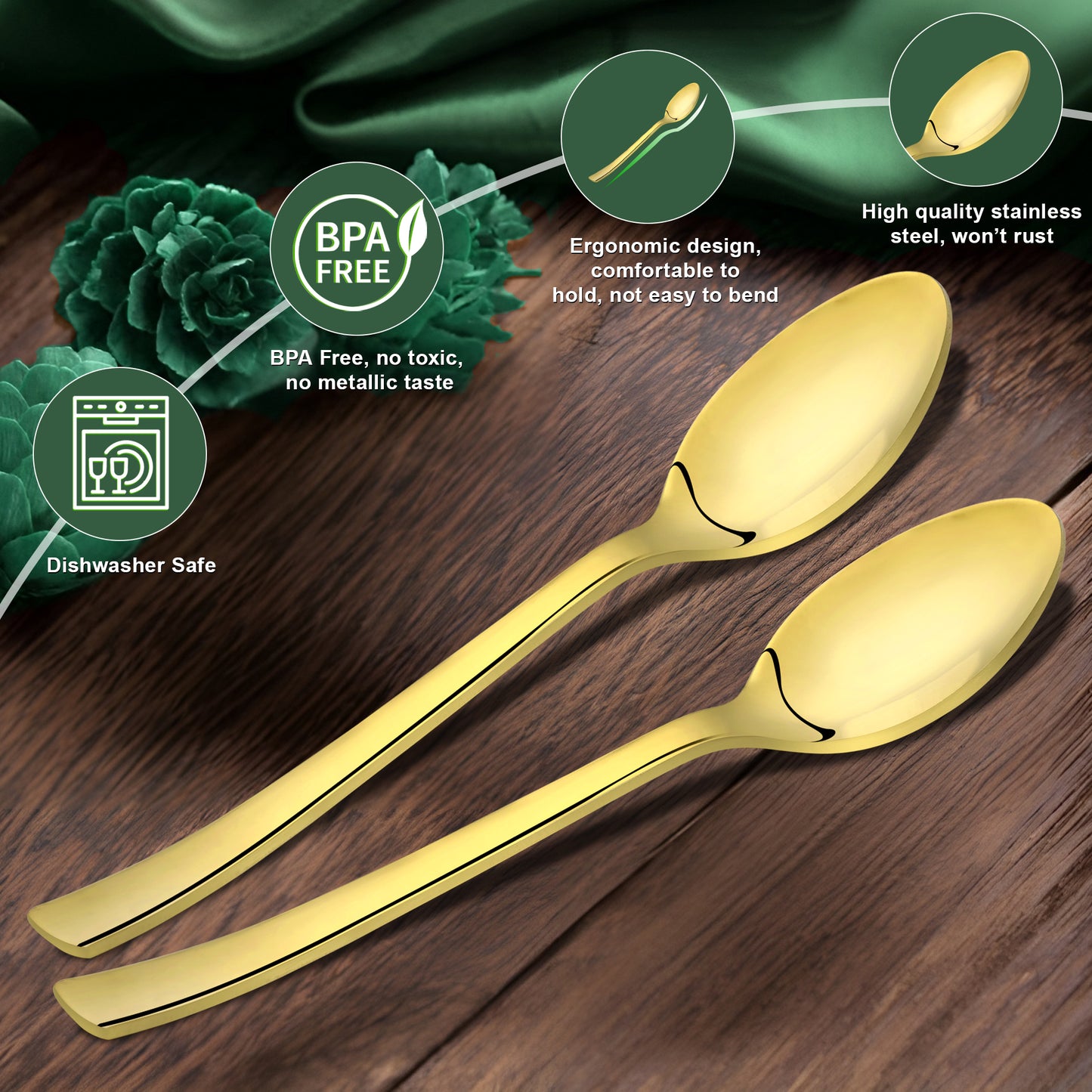 6-Piece Stainless Steel Small Coffee Spoon Set | 12cm Premium PVD Gold Spoons, Luxury Tableware & Gift