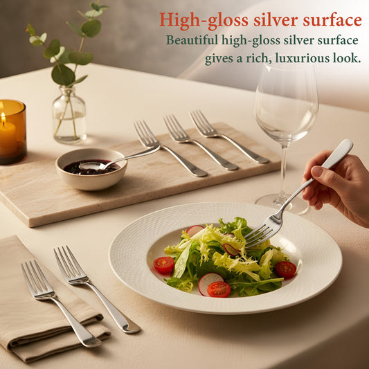Stainless Steel Forks Set of 6, Fruit Forks for Dining Table, Silver Cutlery, 18.5 cm