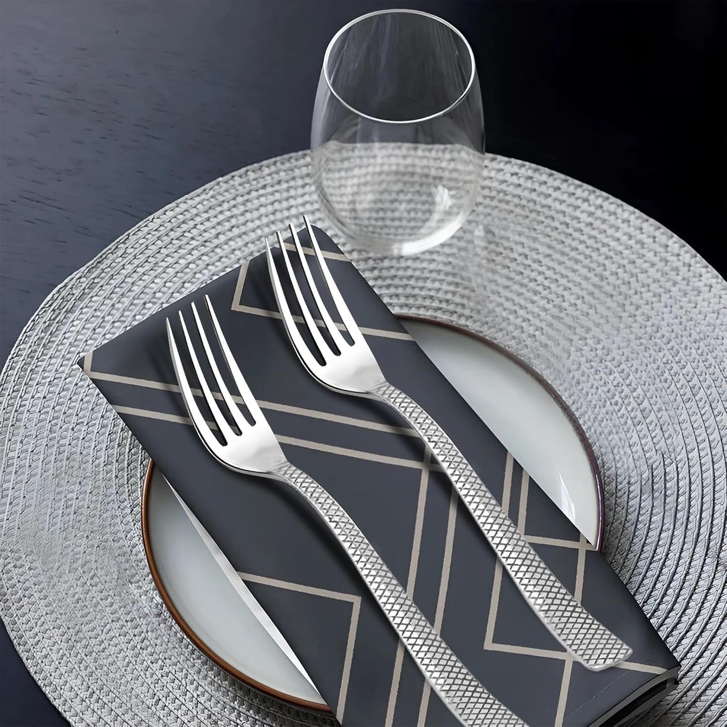 6-Piece Stainless Steel Dinner Forks | 18cm Silver Zig Zag Design, Mirror Finish, Durable Cutlery Set for Home, Kitchen & Restaurant