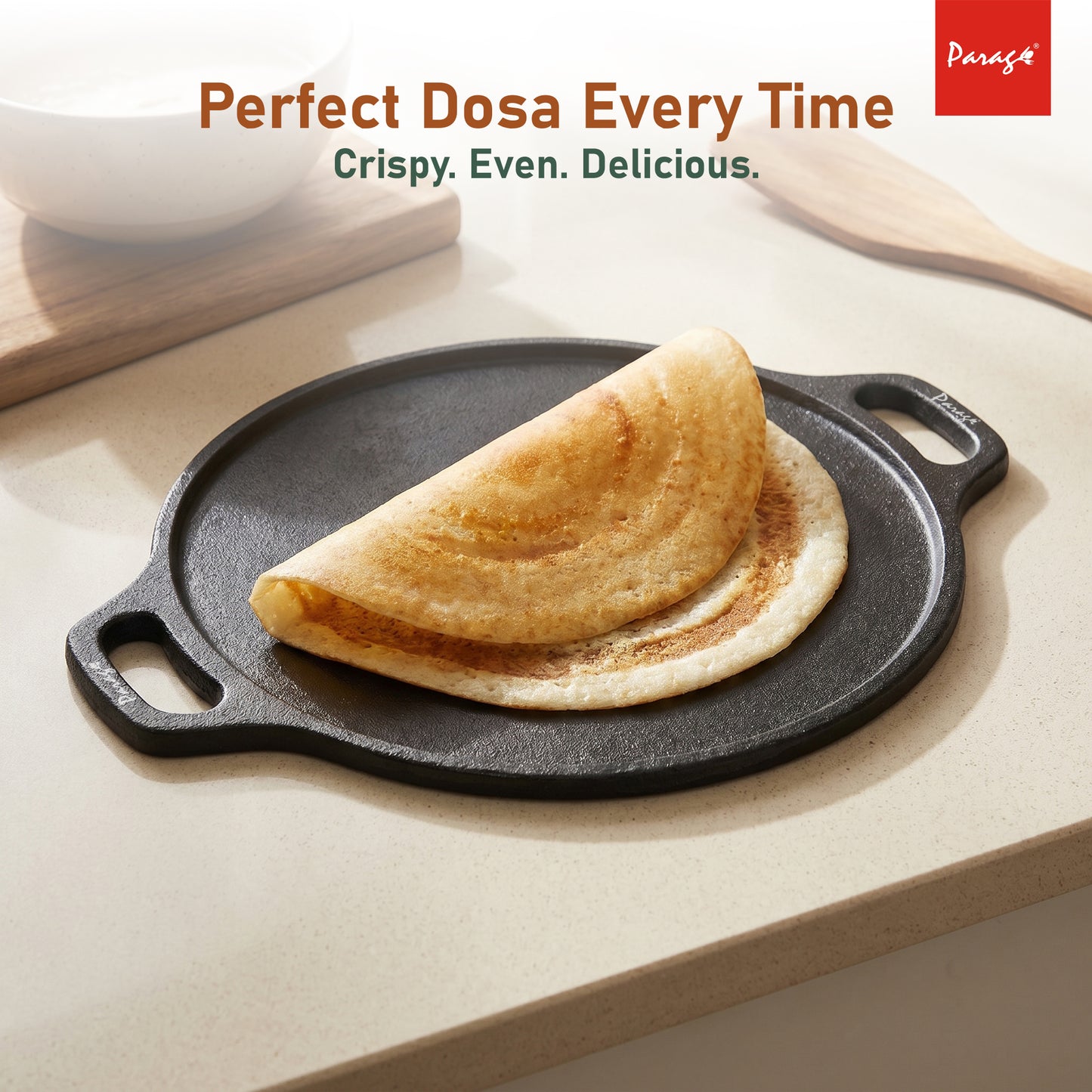 Cast Iron Dosa Tawa 30 cm | 4.2 mm Thick Heavy Iron Tawa 3 Kg | Pre-Seasoned Naturally Non Stick | Roti, Chapati, Uttapam Pan | Gas & Induction Compatible | Chemical Free 2 Years Warranty