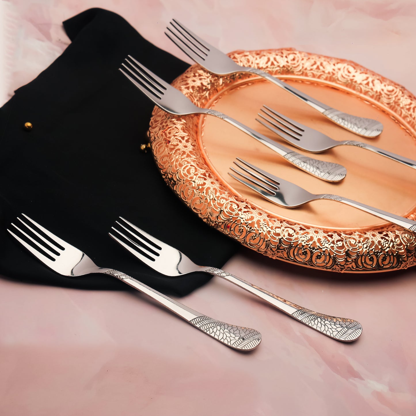 6-Piece Stainless Steel Table Forks Set | 18.5cm Premium Silver Dining Cutlery, Imperial Design, Luxury Tableware for Home & Kitchen