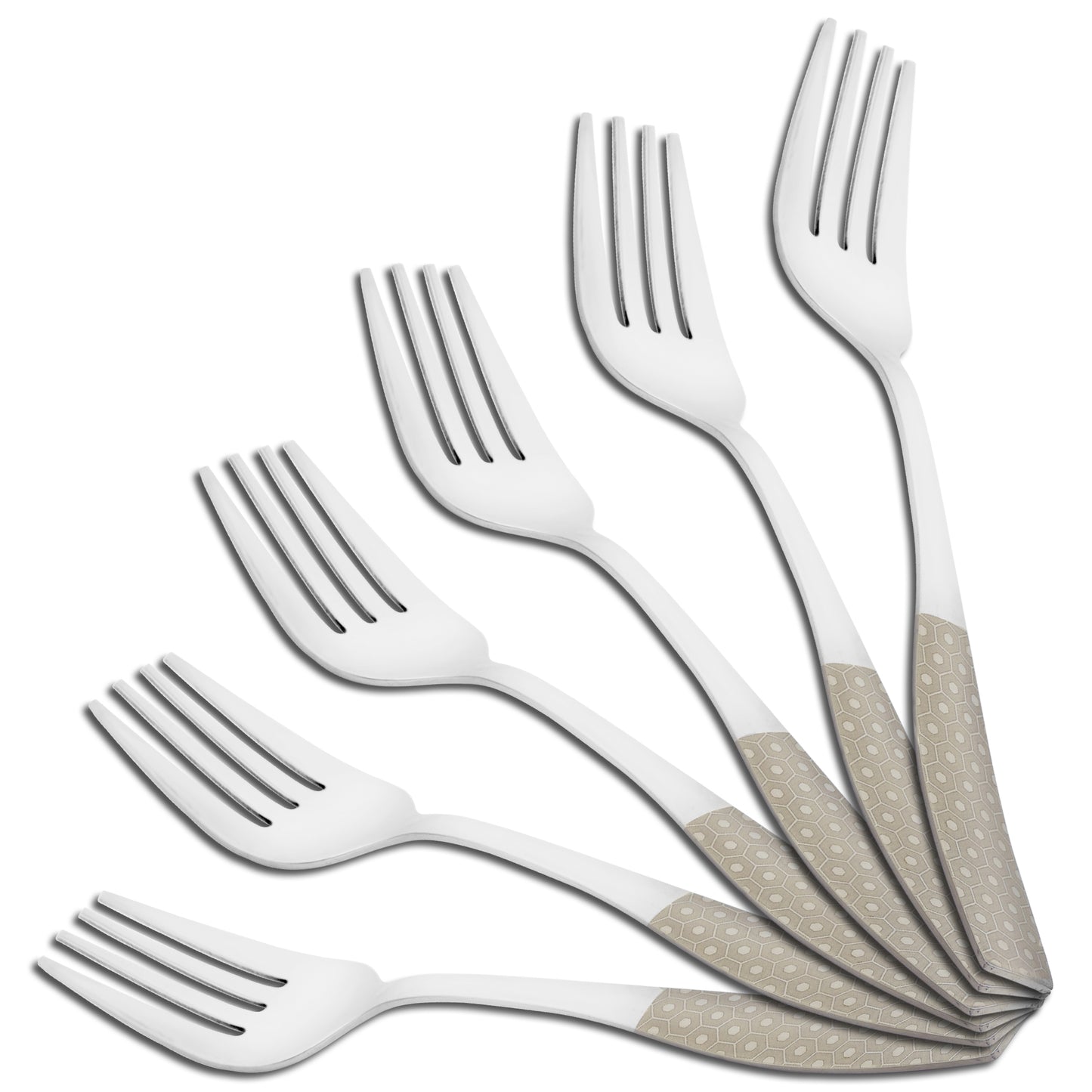 6 Pcs Stainless Steel Premium Dinner Fork Set - 16.5 cm Luxury Tableware, Silver Dazzle Design