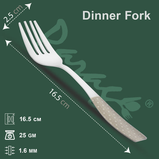 6 Pcs Stainless Steel Premium Dinner Fork Set - 16.5 cm Luxury Tableware, Silver Dazzle Design