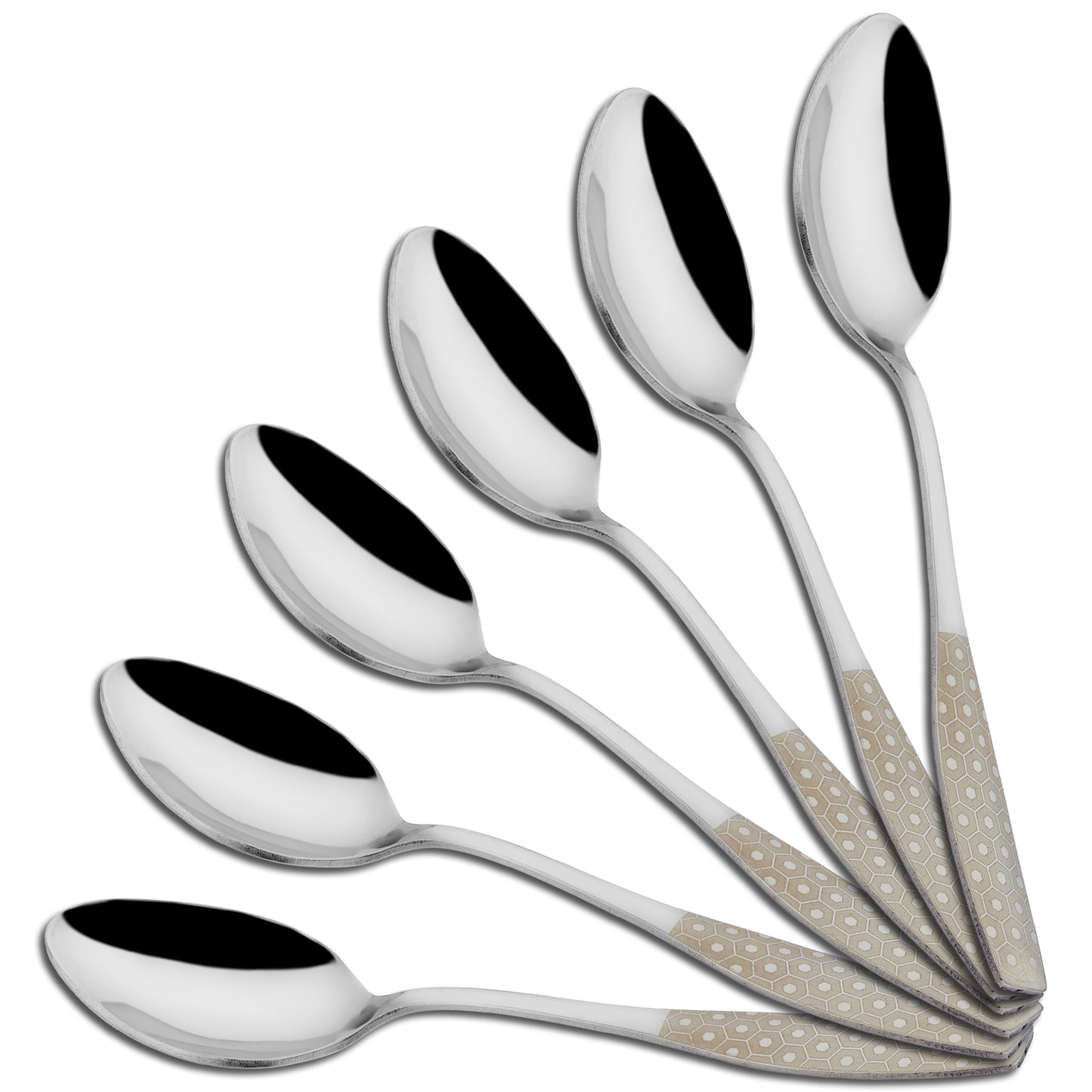 6 Pcs Stainless Steel Premium Dinner Spoon Set - 16 cm Luxury Dining Tableware, Silver Gift Set