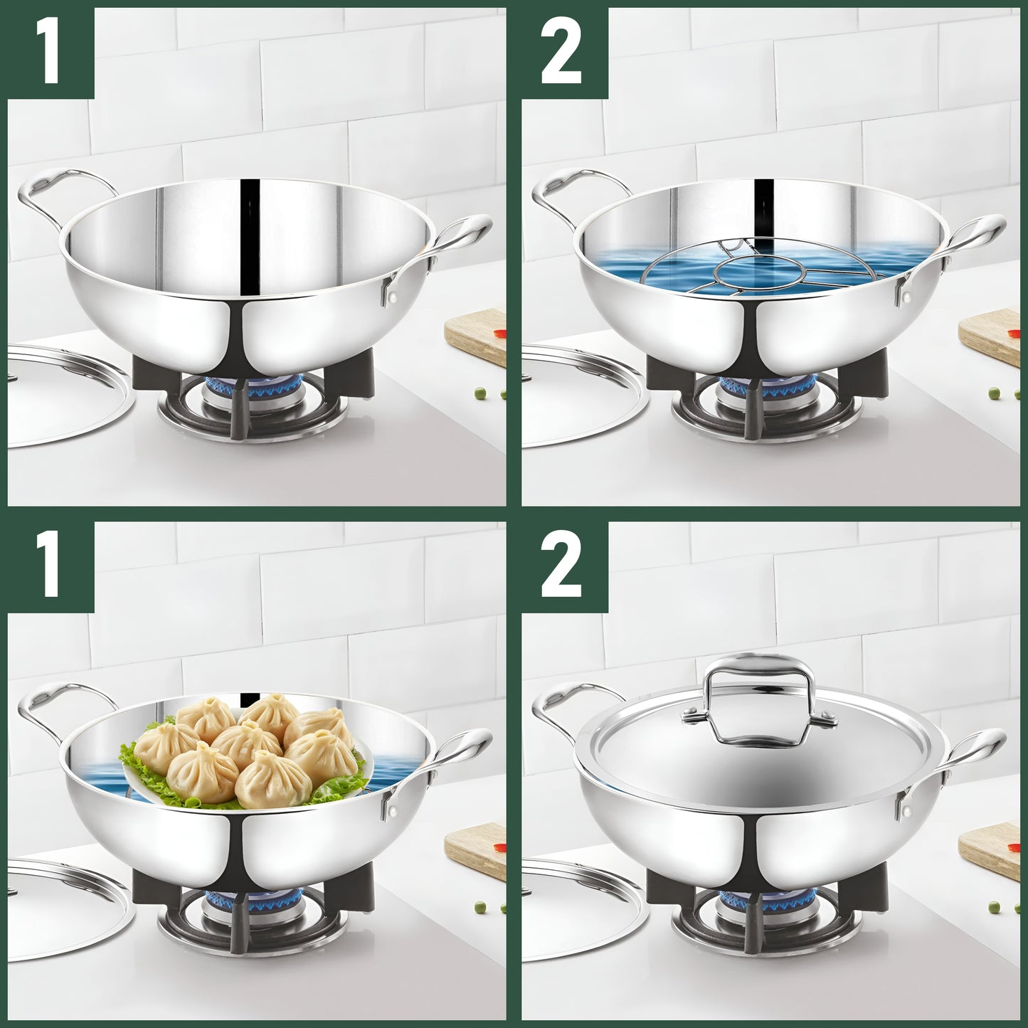3-Piece Stainless Steel Trivet Set | Hot Pot Mat & Pan Stand | Kitchen & Dining Use (6,7,8 inch)